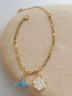 Summertime bracelet new, gold steel with resin