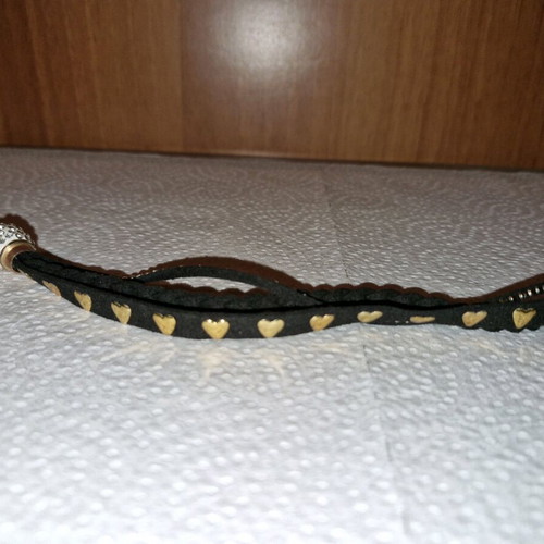 Black triple cord bracelet with magnetic clasp and rhinestones like new