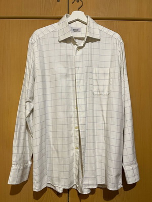 Manetti White Checked Men's Shirt Like New Size L