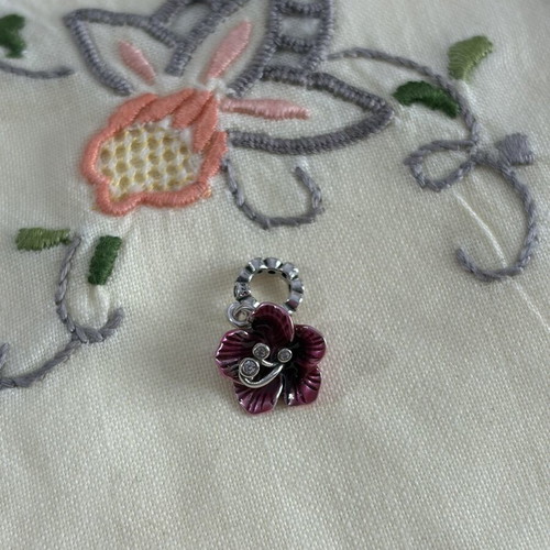 Pandora hibiscus charm pendant, pink