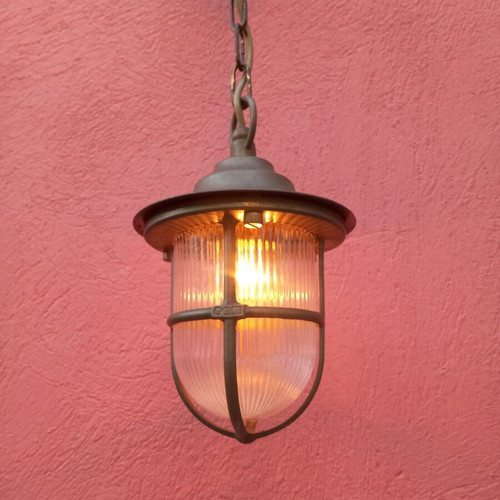 Brass outdoor lamp used, E27 socket, single piece