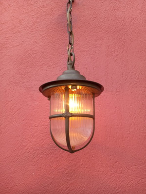 Brass outdoor lamp used, E27 socket, single piece