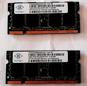 ΜΝΗΜΗ RAM LAPTOP 4GB(2X2) 800MHZ PC2-6400
