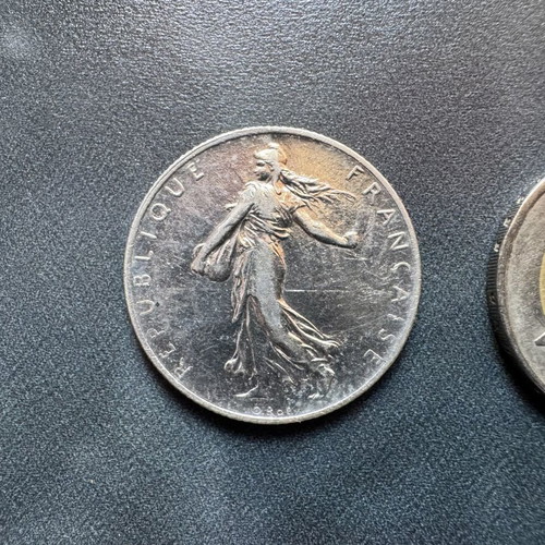 France 2 Franc 1915 silver coin used