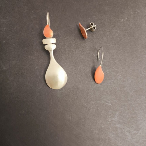 Silver handmade earrings 925, candle and flame design