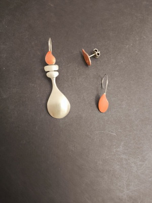 Silver handmade earrings 925, candle and flame design