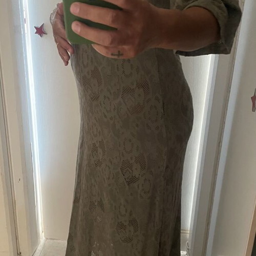 Maxi knitted olive dress, size M-L