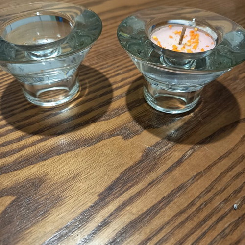Glass candlesticks set like new with elegant design, 2 pieces
