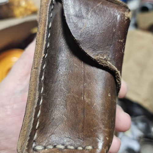 Vintage leather military equipment pouch used