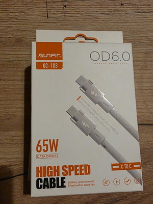 Charging Cable 65 Watt Type C to Type C 1 Meter White New