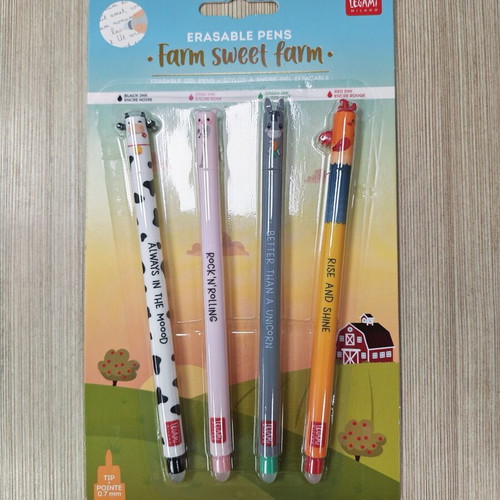 Legami Farm erasable pen set of 4 new