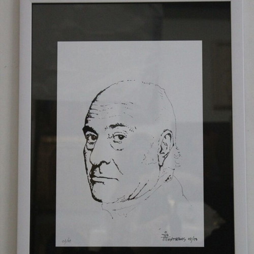 Odysseas Elytis portrait like new in A3 frame 21x30