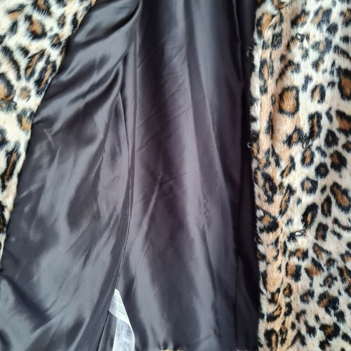 Mango faux fur coat, small, beige and brown