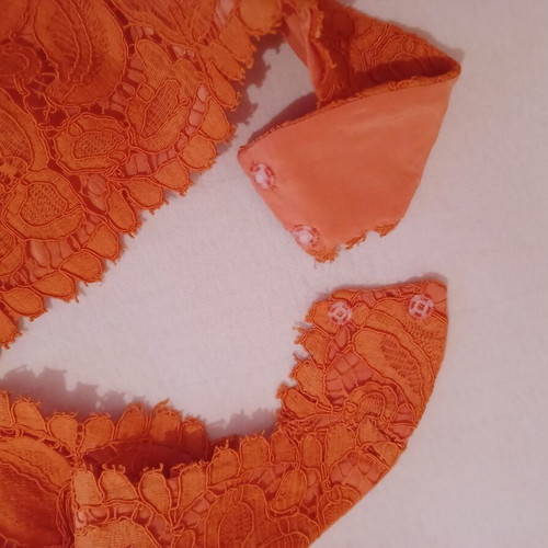 Evening formal dress new, orange guipure lace