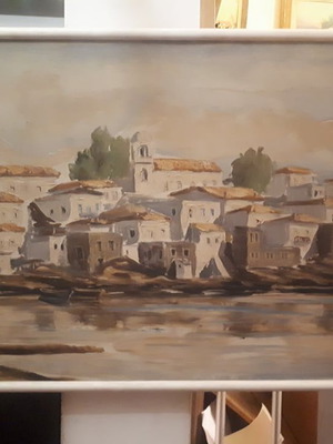 Oil painting by N. Bafaloukos large, signed, in excellent condition
