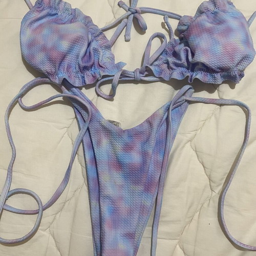 Pastel Tie-Dye Textured Ruffle Bikini Set size M like new
