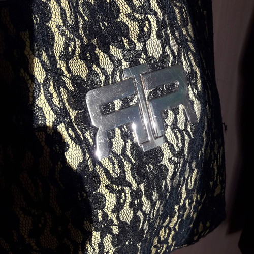 River Island shoulder bag large yellow with black lace like new