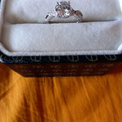 Sterling Silver 925 Platinum-Plated Solitaire Ring Galerie Tsangarakis