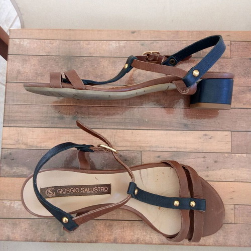 Giorgio Salustro sandals used, brown with blue, size 36