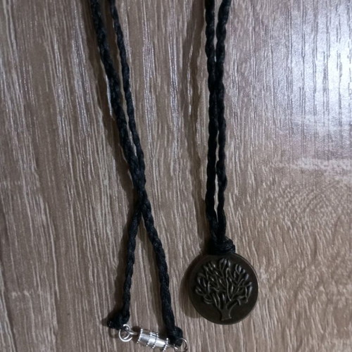 Handmade necklace Tiger's Eye with Tree of Life medallion and screw clasp