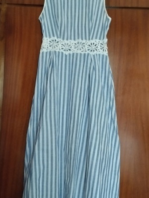 Summer sleeveless midi/maxi dress like new, blue and white stripes
