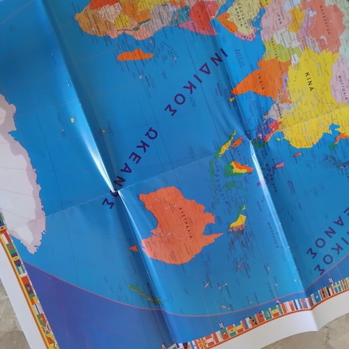 World Political Map of Europe used, torn in several folds