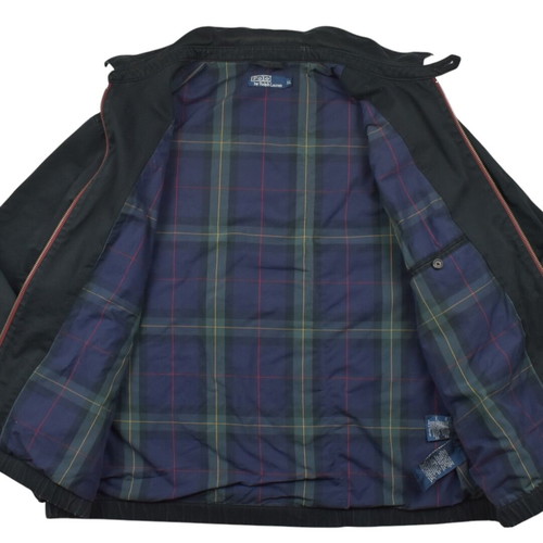 Polo Ralph Lauren Bayport Harrington Jacket black tartan lined, used, XL