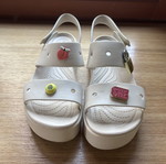Crocs Brooklyn 4U women's platform sandals with Jibbitz charms, beige