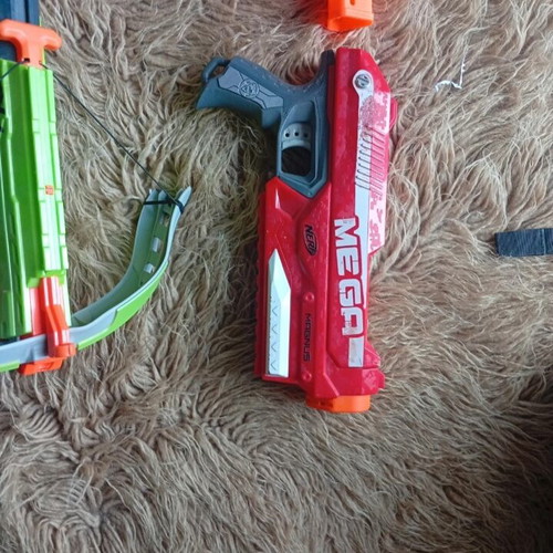 Nerf set of 4, 3 in perfect condition, red mega slightly broken