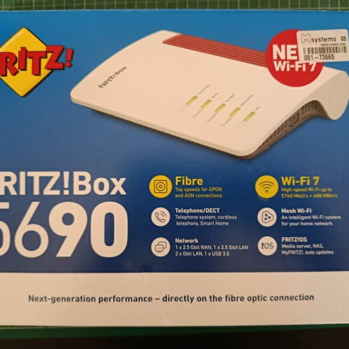 AVM Fritz! Box 5690 Fiber GPON Wireless Wi-Fi 7 Dual Band new