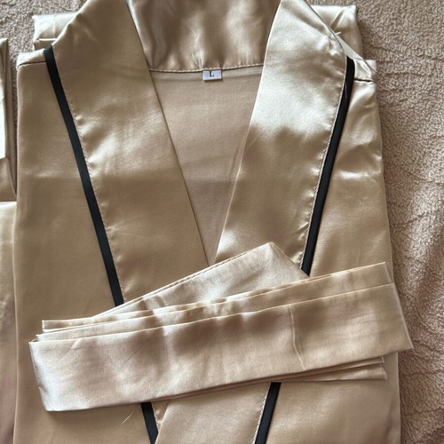 Sleepwear set gold with black detail new robe and nightdress