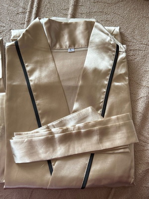 Sleepwear set gold with black detail new robe and nightdress