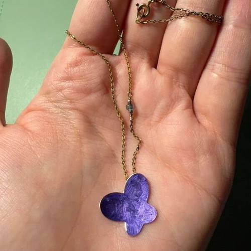 Silver 925 jewelry set with purple butterfly design, like new