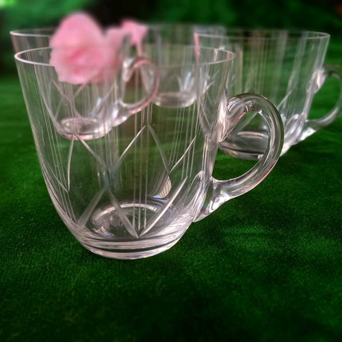 Set of 4 old glass punch cups used for coffee or punch