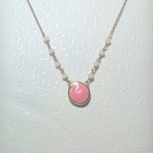 Silver 925° gold-plated necklace with rose gold and enamel Gregio new