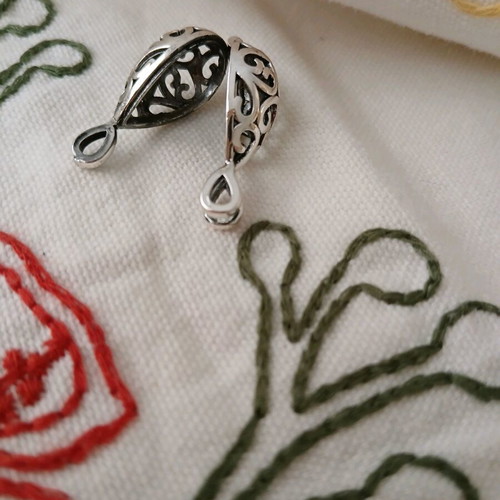 Pendant egg opening new, silver, for amulet