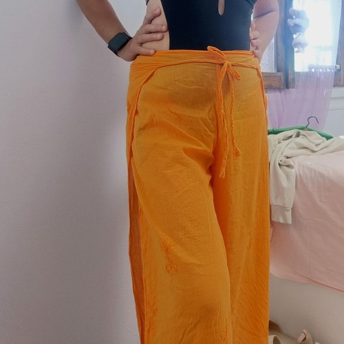 Pantelona pareo orange one size like new, lightweight cotton