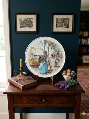 Vintage Boch Keramis Belgium collectible plate "Le Marche Au Village"