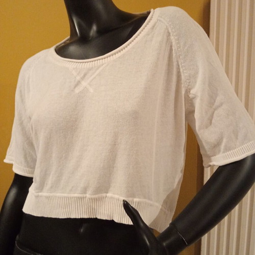 Cache Cache knitted cropped blouse white new M/L