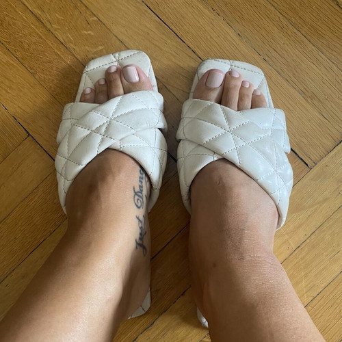 Zara flat sandals white beige size 39