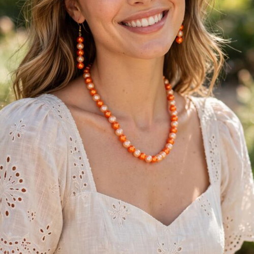 Handmade colorful summer necklace and earrings set new
