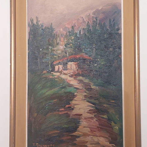 Painting by T. Parianos used, dimensions 34cm x 53cm
