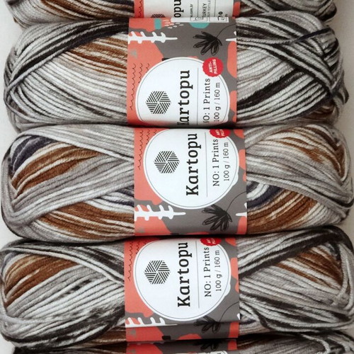 Kartopu No.1 Prints knitting yarn 5 strands, multicolor, pack of 5, new