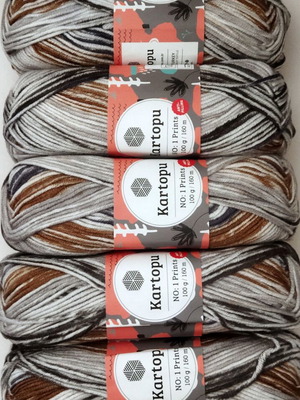 Kartopu No.1 Prints knitting yarn 5 strands, multicolor, pack of 5, new
