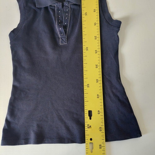 Marella sleeveless polo pique top dark blue size small like new