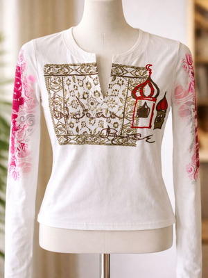 Indian Rose Μακρυμάνικο Τοπ Σαν Καινούργιο Y2K Vintage Boho