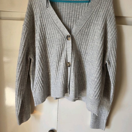 Wool cardigan gray XL ofelia new with buttons warm