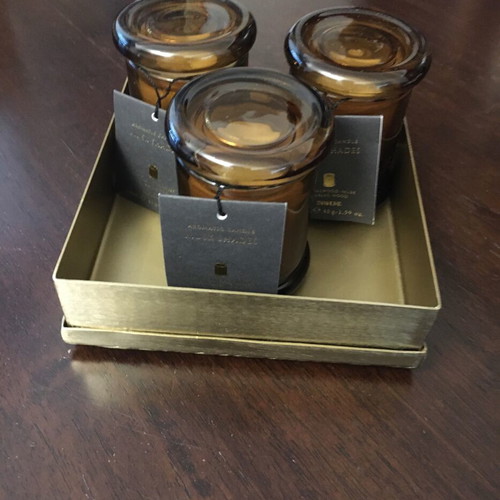Zara Home luxury mini candle set new, 3 Musk Shades with lid