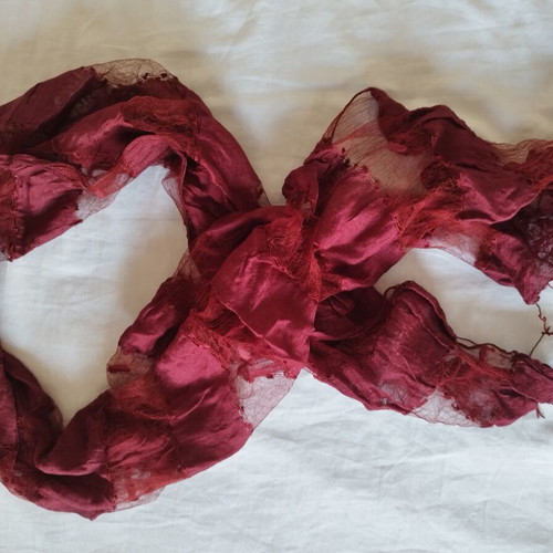 Scarf with sheer panels, silk texture
