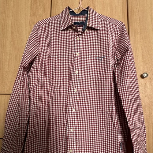 Navy & Green Cotton Shirt small, like new, red and white checkered
